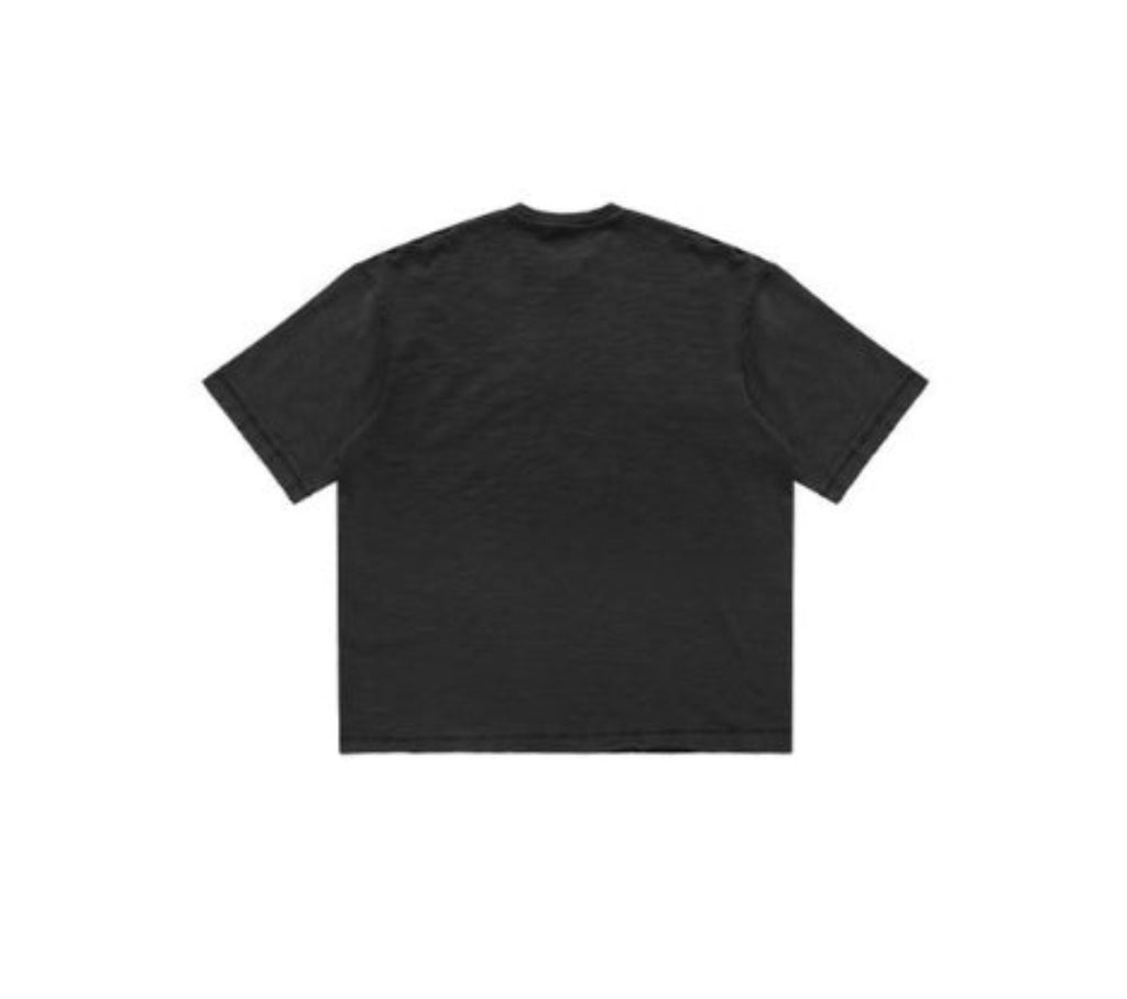 MASONPRINCE COLOUR CONTRAST DISTRESSED PATCHWORK EMBROIDERY TEE BLACK