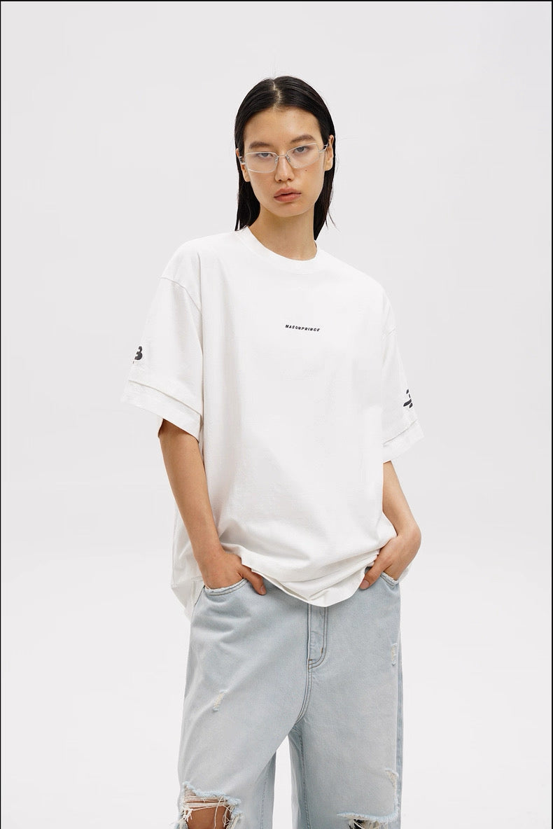 MASONPRINCE 2026 DOUBLE RATIO KNIT CREW NECK WHITE TEE