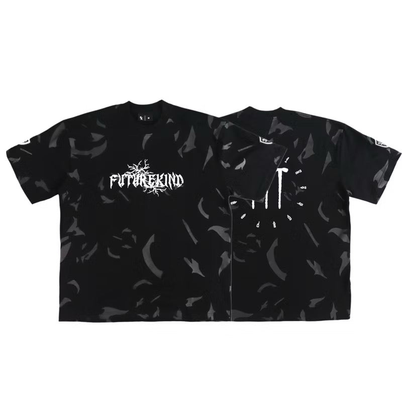 FUTURE KIND TIME CRACK DOUBLE BADGE BLACK TEE