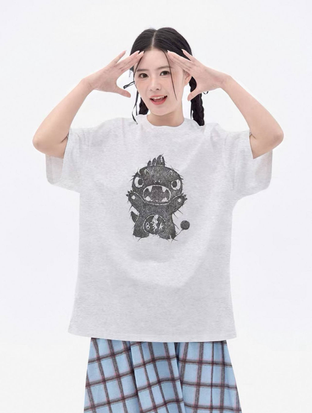 BTK DRAWINGS SMALL LOGO TEE GREY