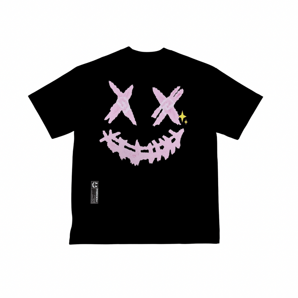 PARODY SMILEY FACE DESIGN 059 BLACK T SHIRT