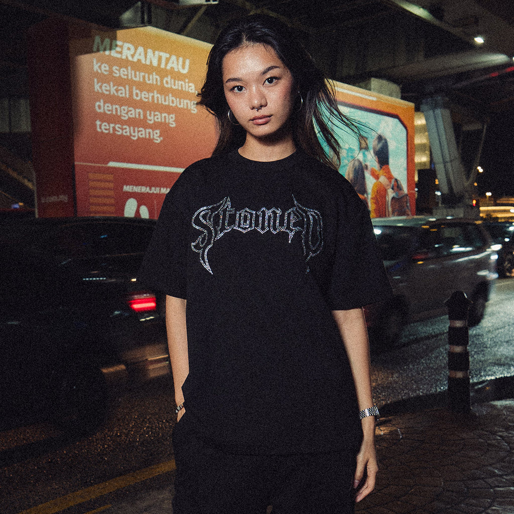 STONED&CO ATC : CONSPIRACY RHINESTONE TEE BLACK