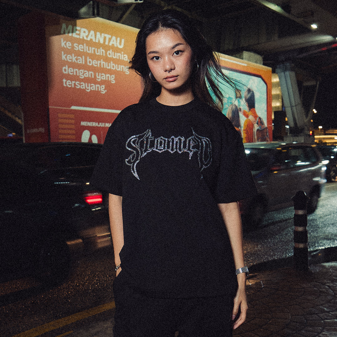 STONED&CO ATC : CONSPIRACY RHINESTONE TEE BLACK