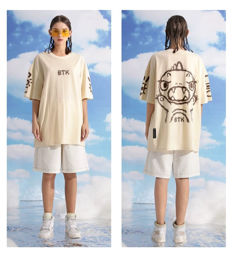 BTK BROWN LOGO TEE CREAM