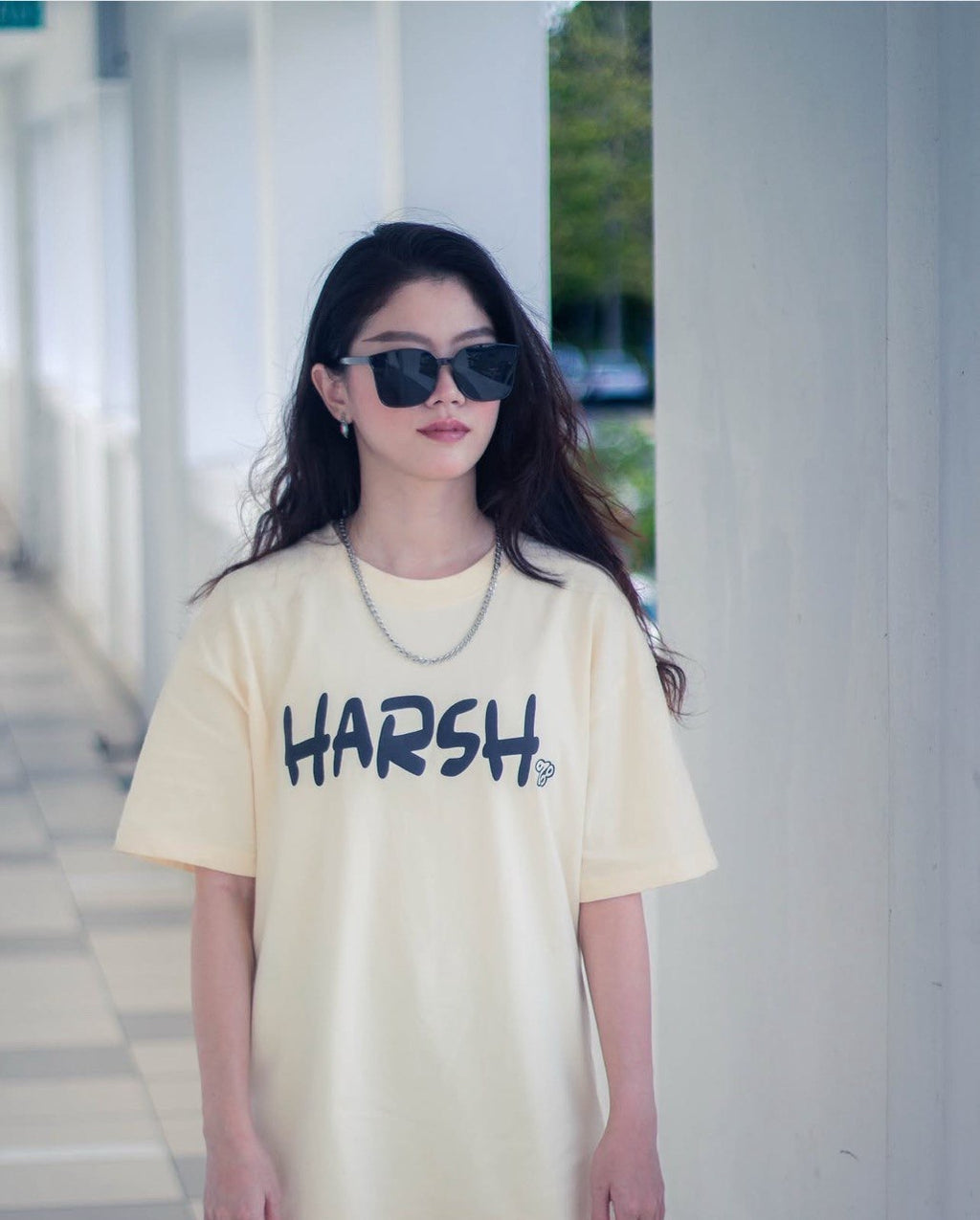 HARSH FRONT LOGO CREAM TEE