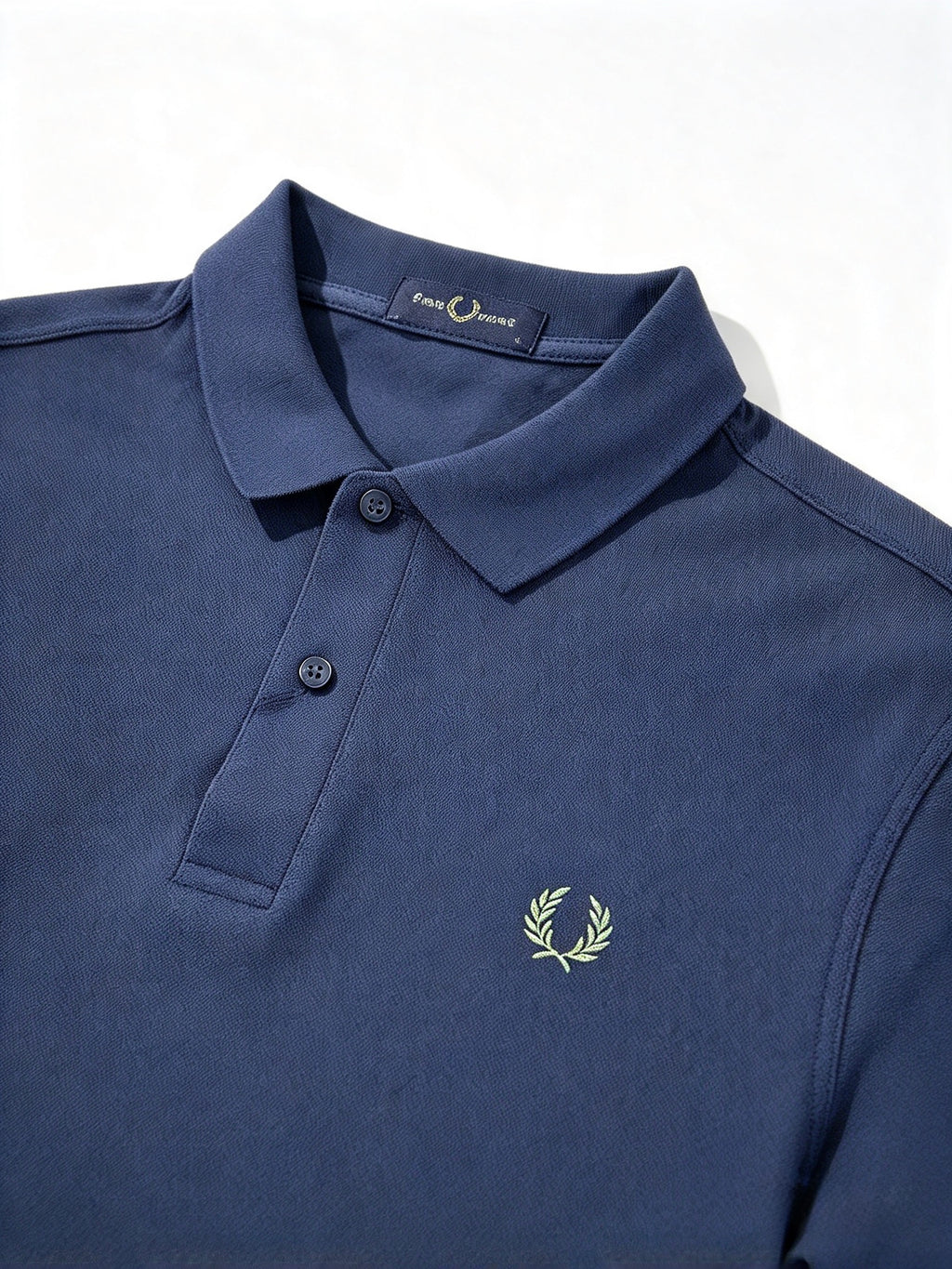 FRED PERRY (classic logo polo shirt) (navy tee, moss green logo)
