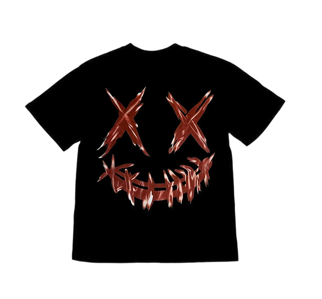 PARODY SMILEY FACE DESIGN 007 BLACK T SHIRT