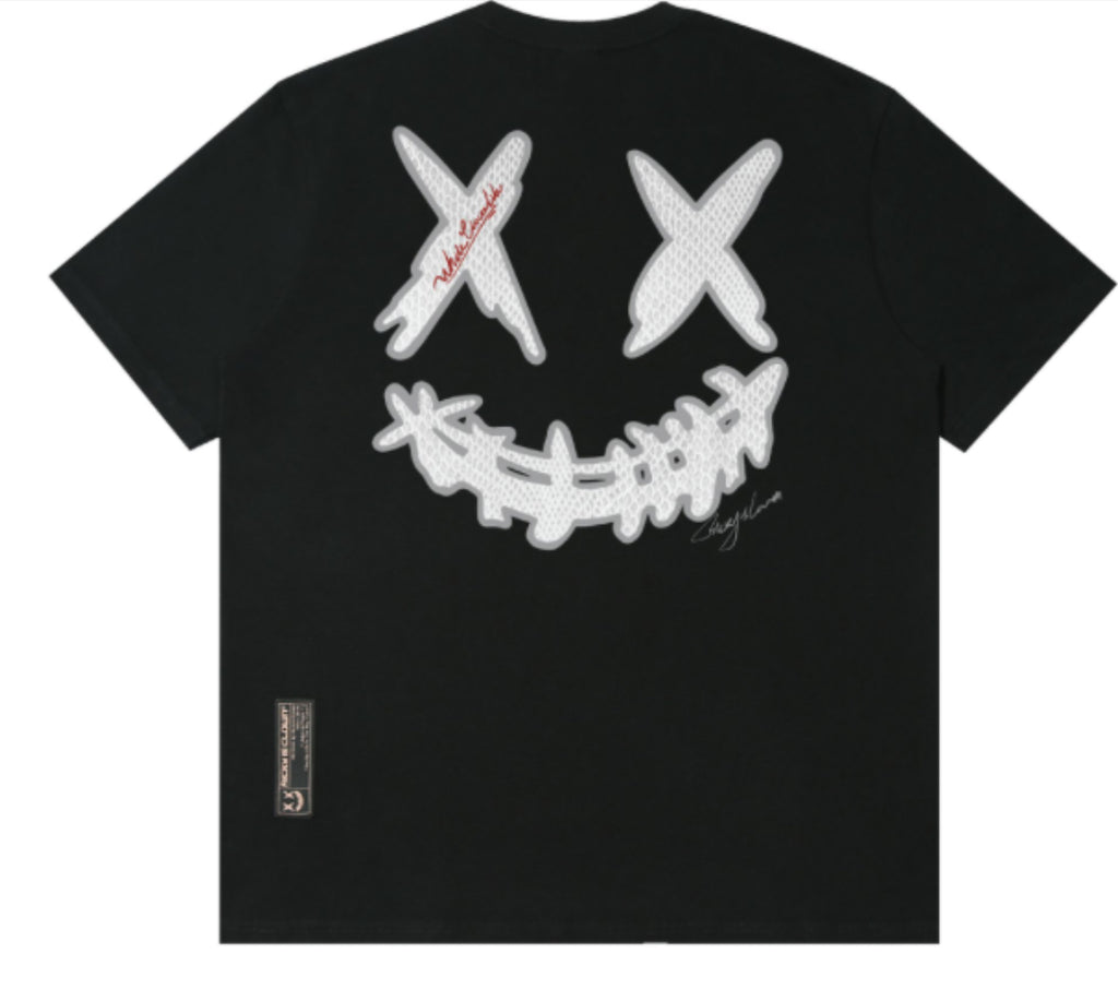 RICKYISCLOWN WHITE SNAKE SKIN BLACK T SHIRT