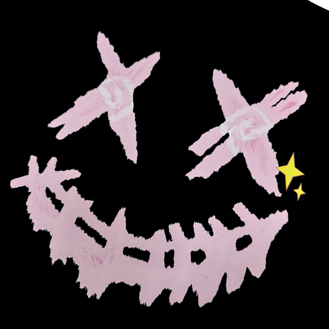 PARODY SMILEY FACE DESIGN 059 BLACK T SHIRT