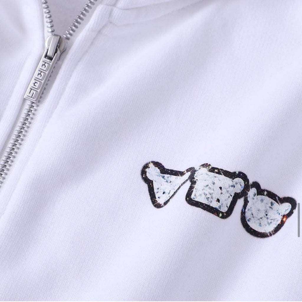 SWEED DIAMOND ZIP UP HOODIE WHITE