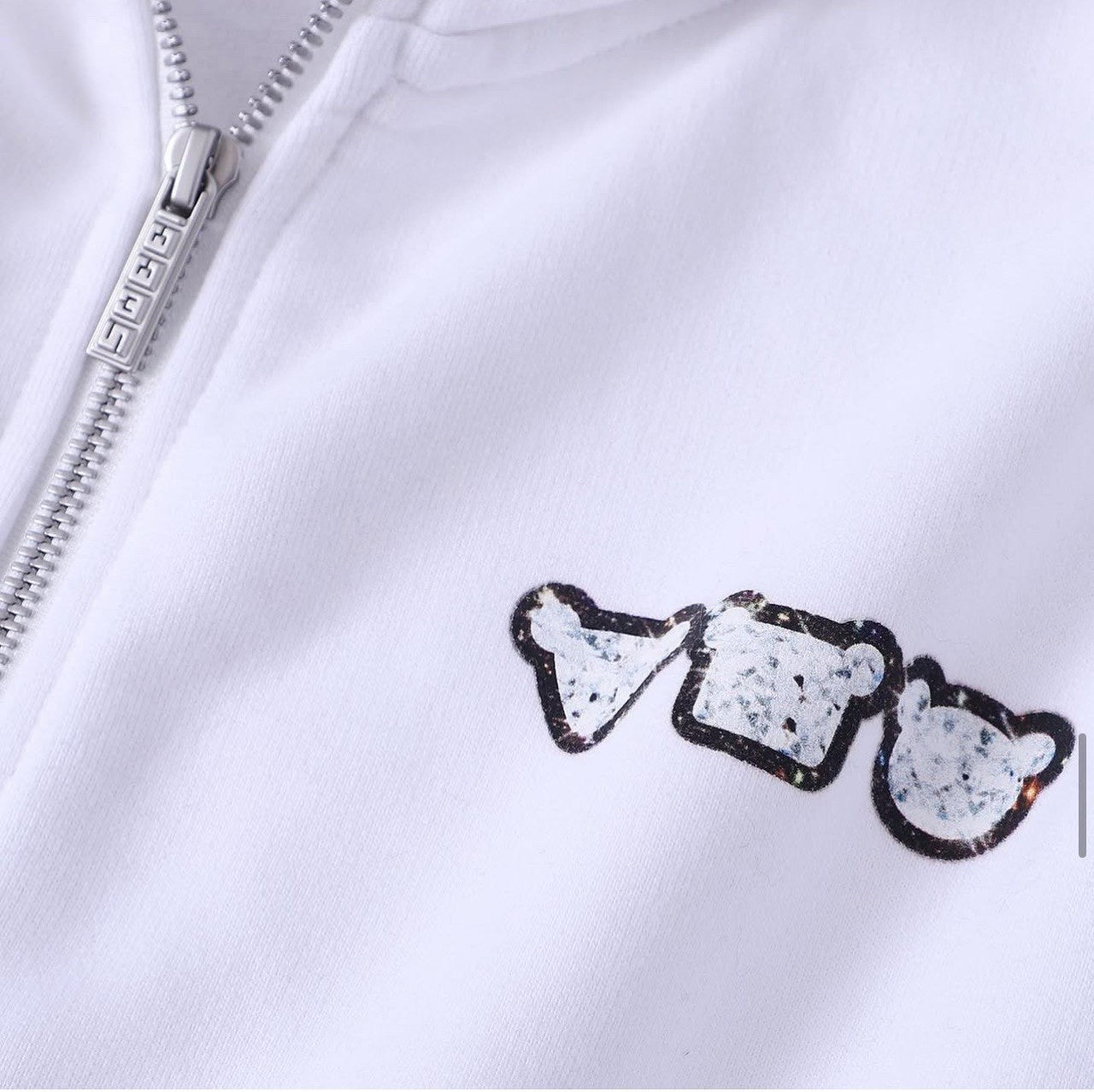 SWEED DIAMOND ZIP UP HOODIE WHITE