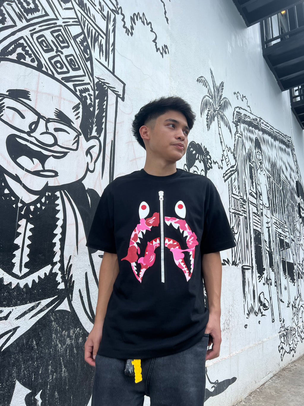 BAPE ABC Camo Shark Tee pink