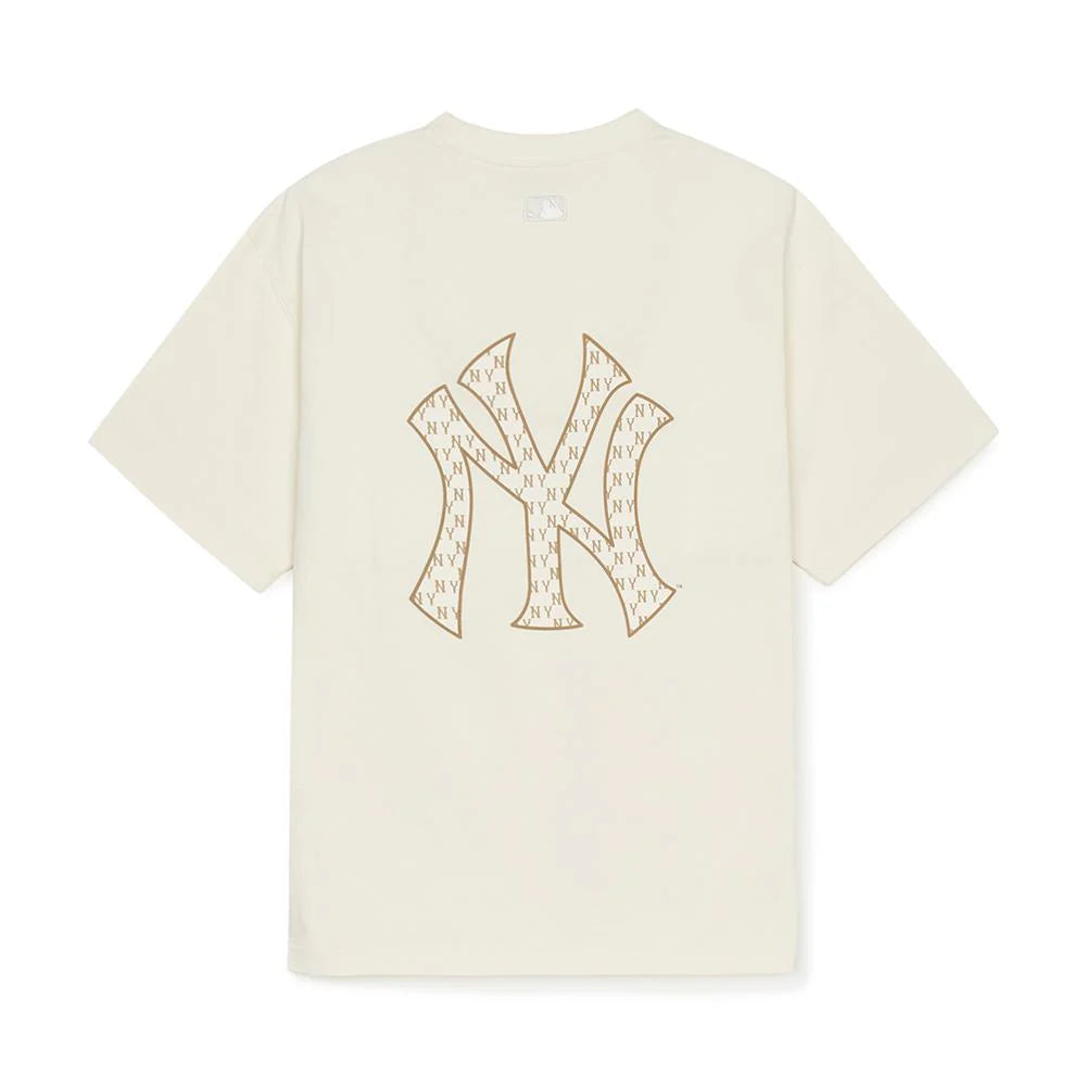 MLB Printed White Monogram Tee Cream