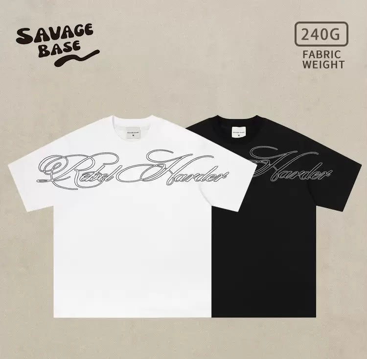 SAVAGEBASE REBEL HARDER TEE WHITE