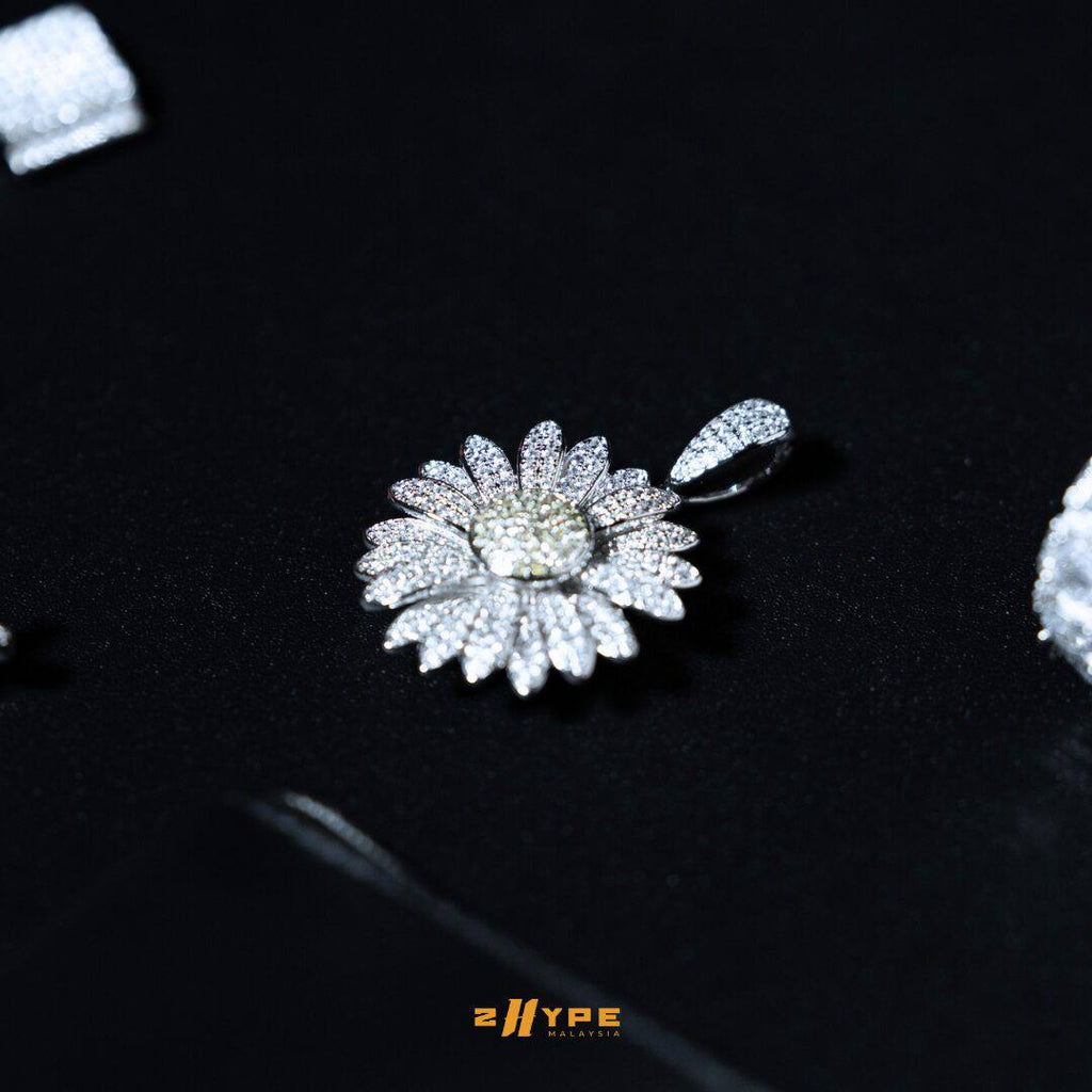 Iced-Out Sunflower Pendant
