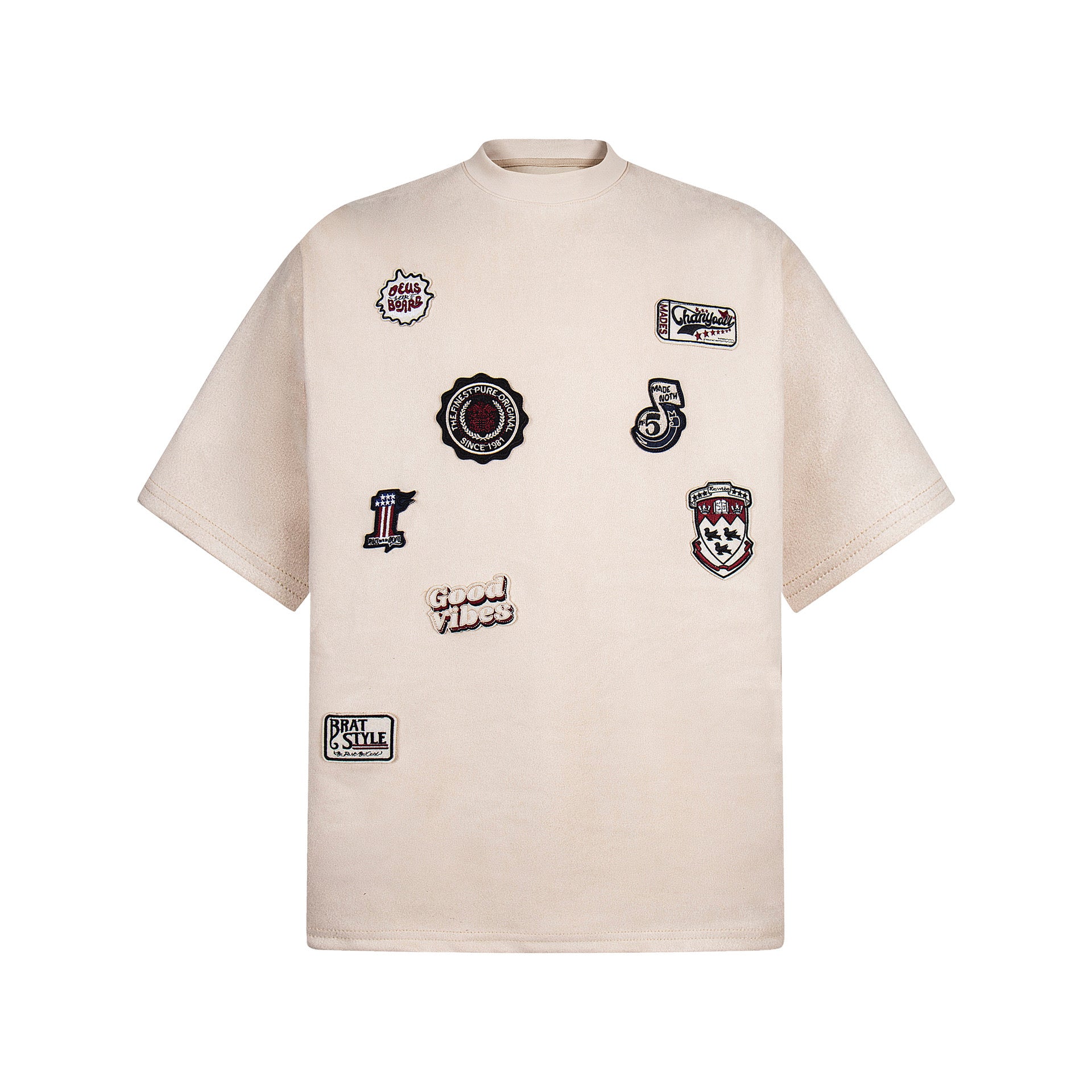 GOOD VIBES PATCHES CREAM T SHIRT (PRE-ORDER)