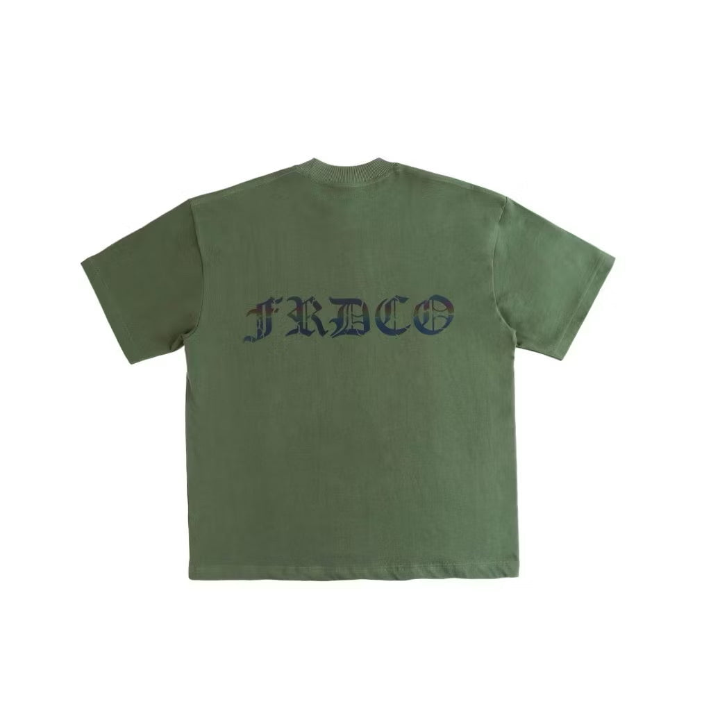 FRDCO SS25 RAINBOW REFLECTIVE ARMY GREEN TEE