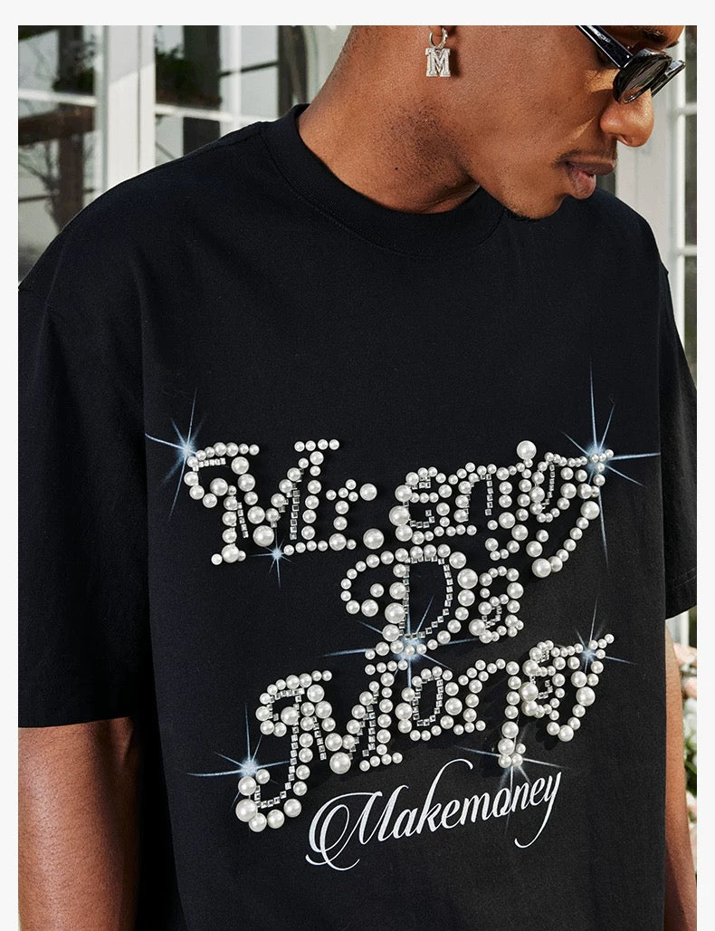 MEDM ALL OVER CRYSTAL BLACK TEE