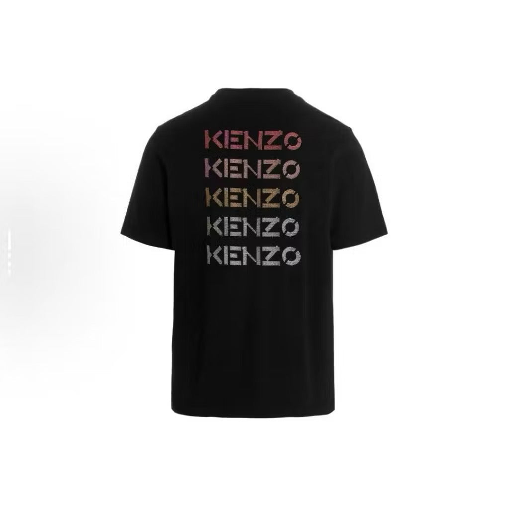KENZO EMBROIDERY WORDING LOGO BLACK T SHIRT