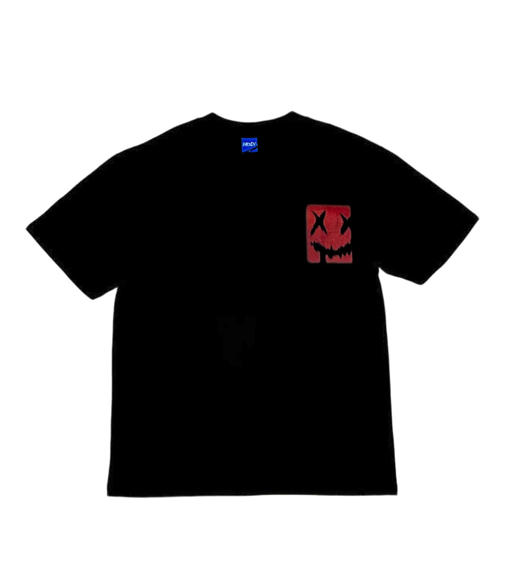 PARODY SMILEY FACE DESIGN 016 BLACK T SHIRT