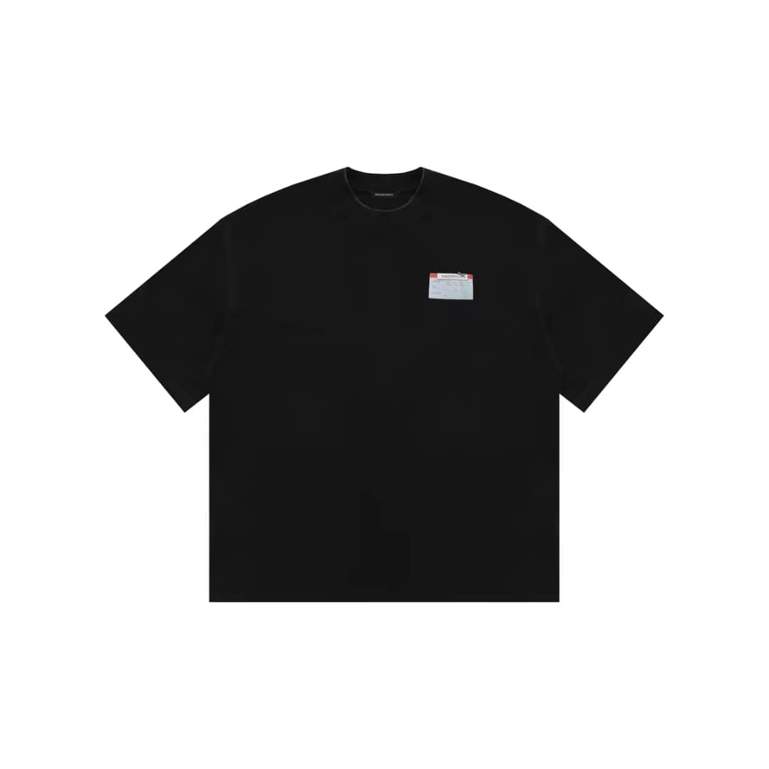 Masonprince Imitation Paper Information Label Printed Short-Sleeve Tee Black