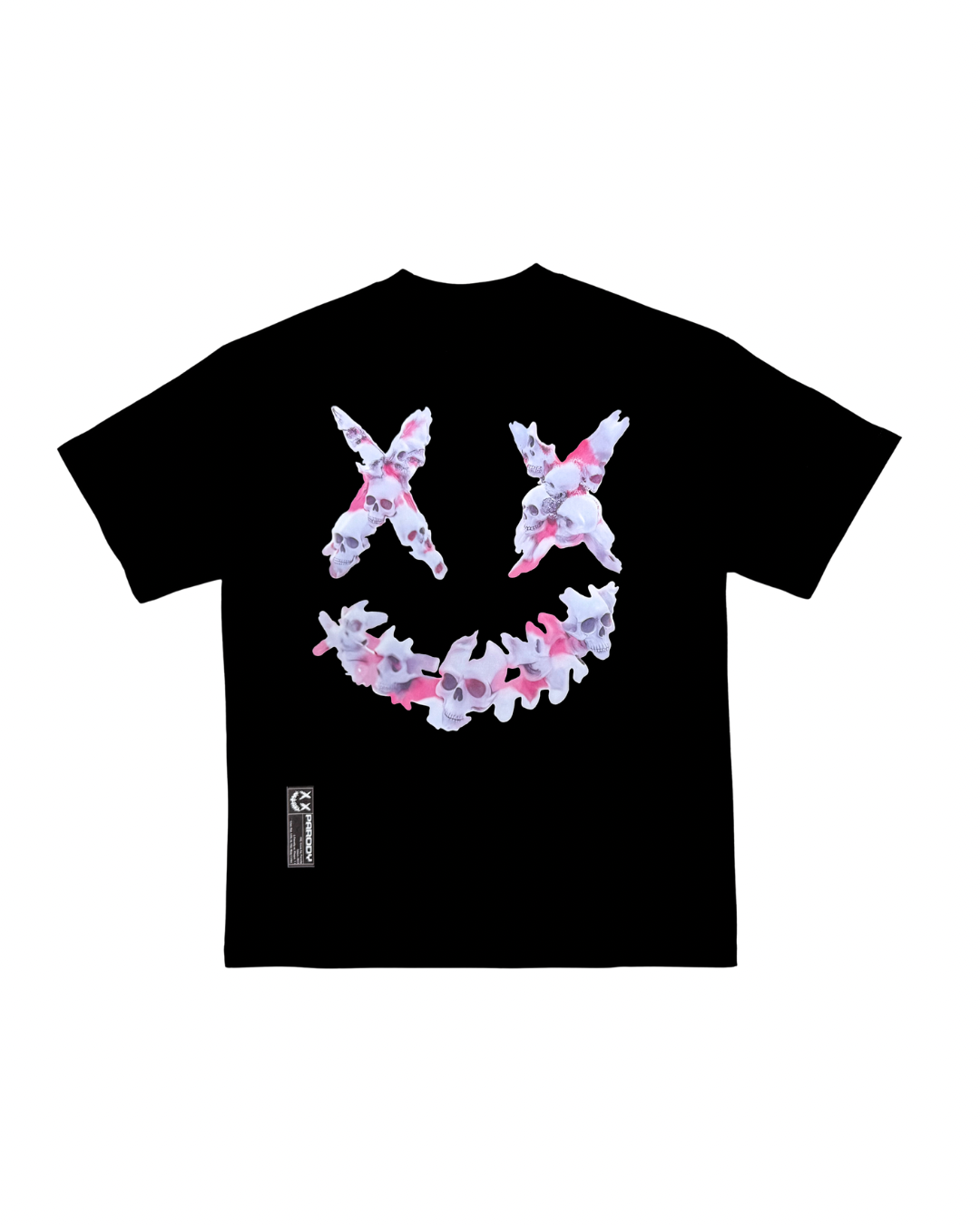 PARODY SMILEY FACE DESIGN 042 BLACK T SHIRT