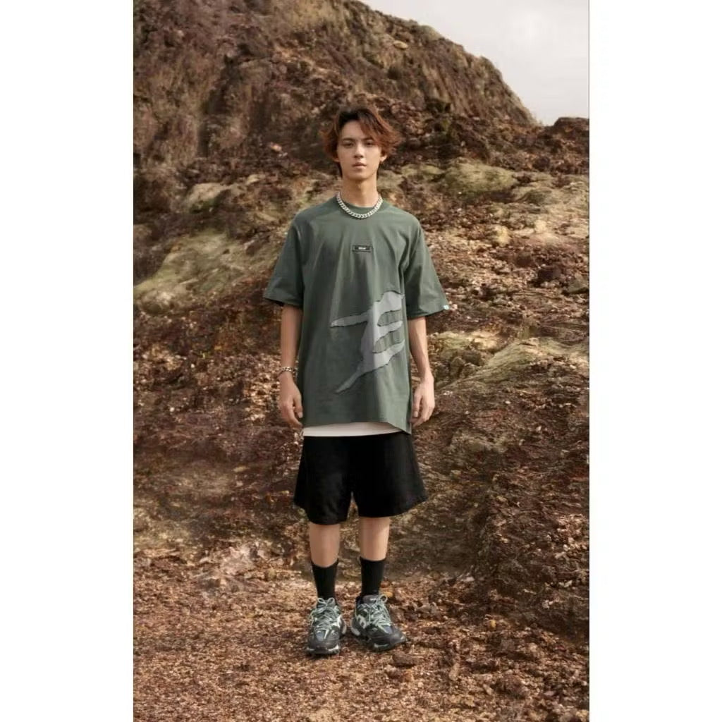 EGLAF FRAGMENTS REVERSE APPLIQUE TEE GREEN