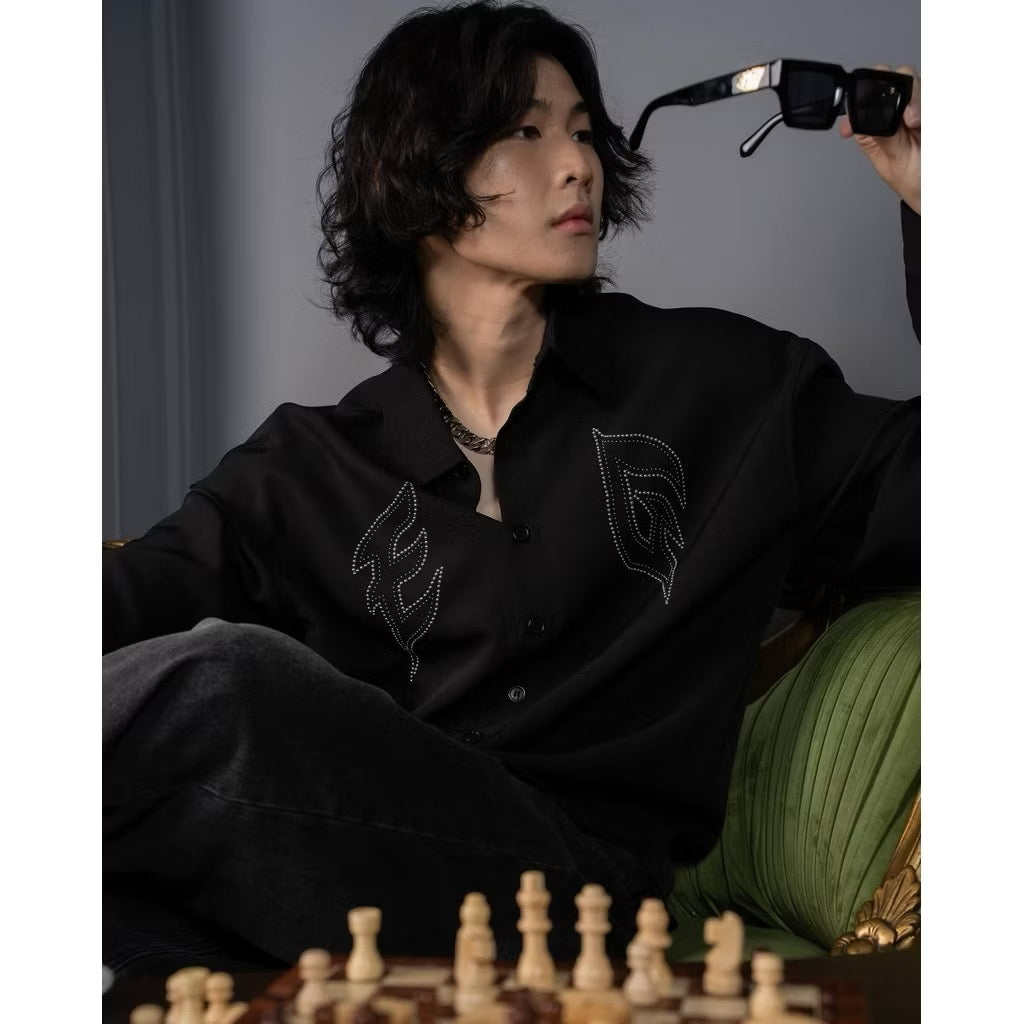 EGLAF EG Silver Rivet Long Sleeve Shirt Black