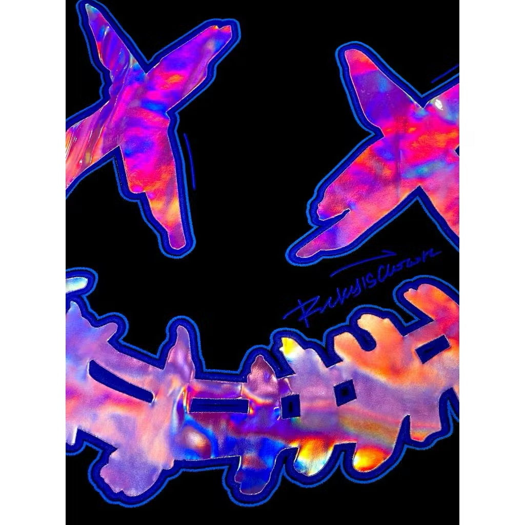 RICKYISCLOWN LASER CRYSTAL REFLECTIVE BLACK TEE