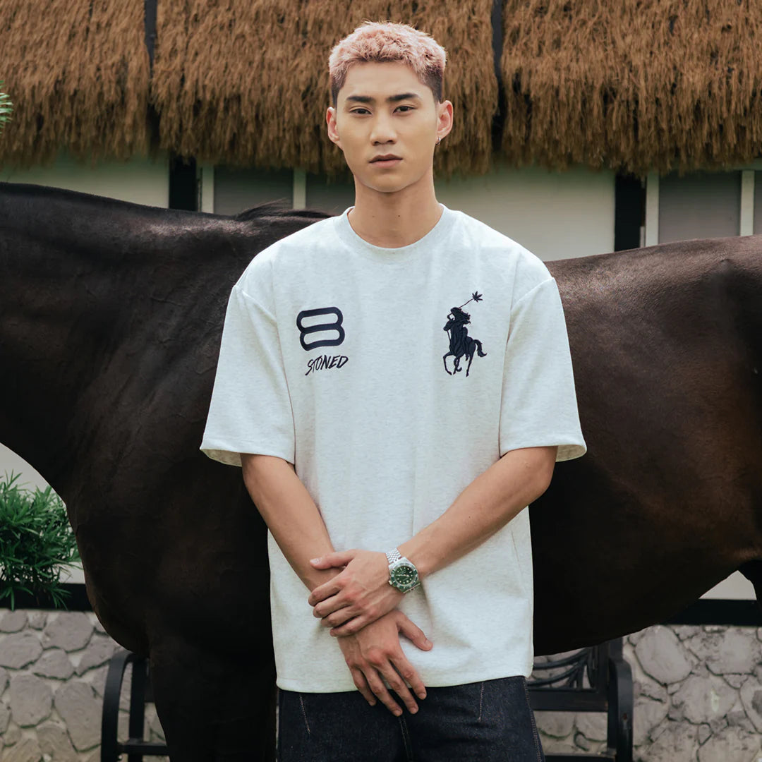 STONED & CO 26: DARK HORSE POLO GREY TEE