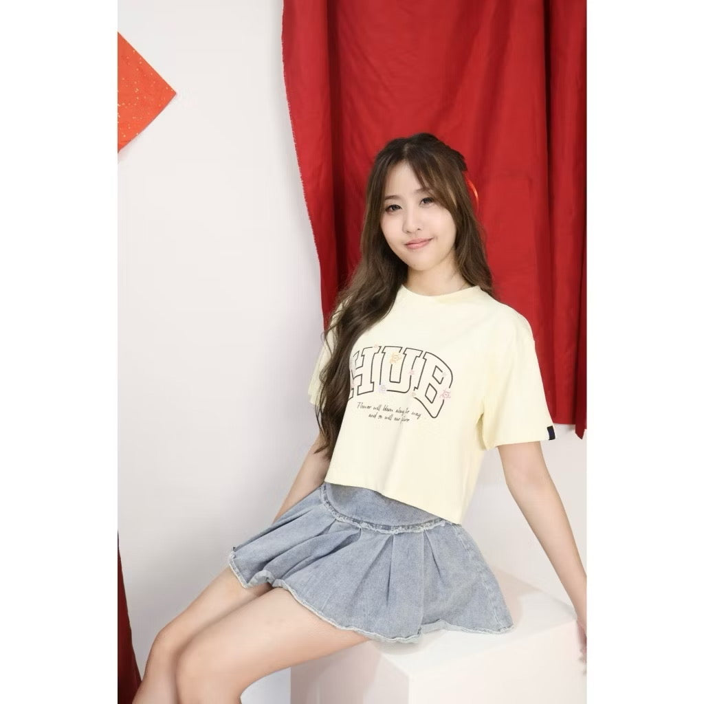 HUBCO BLOOMING PATH CROP TOP BEIGE