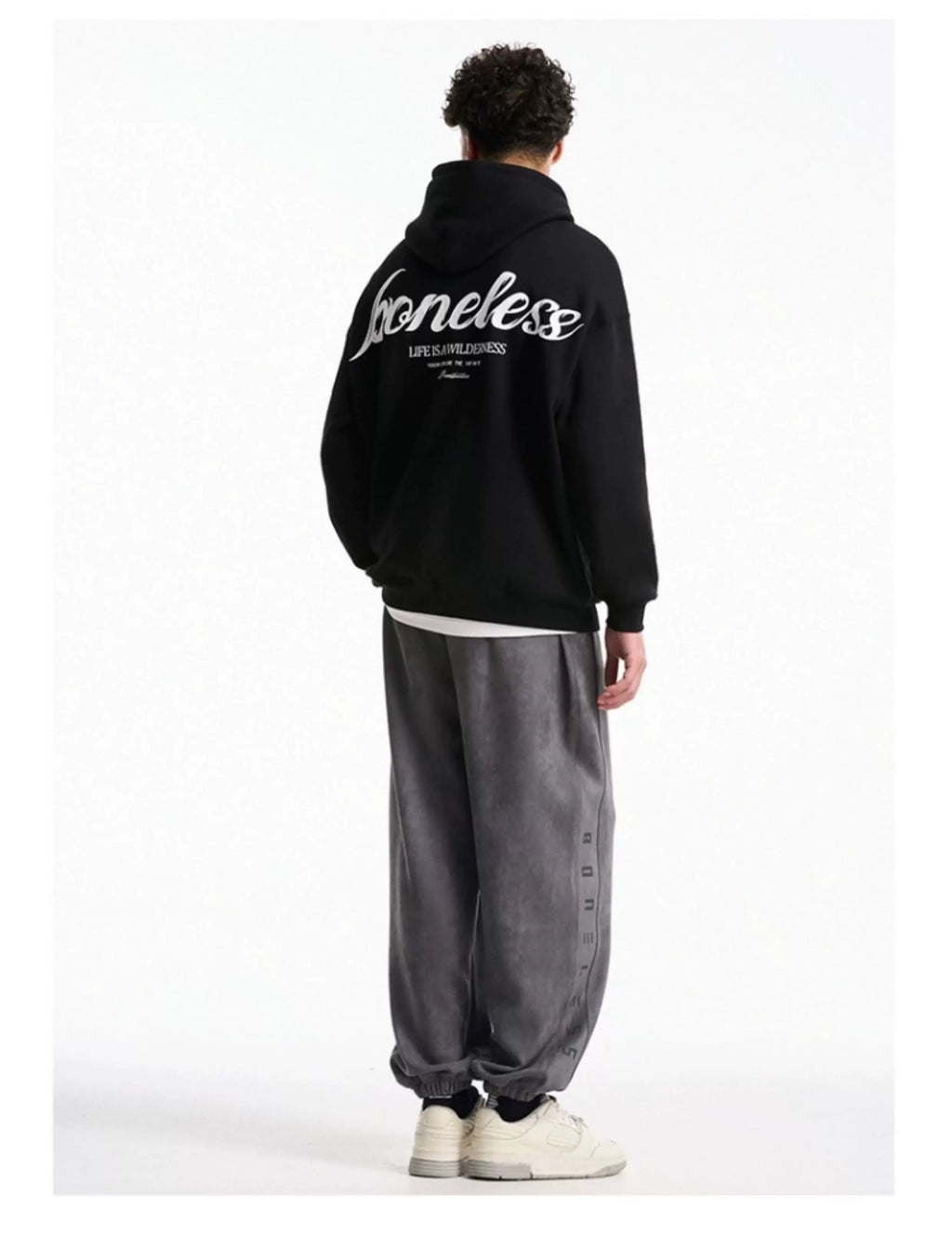 BONELESS LIFE IS A WILDERNESS HOODIE BLACK