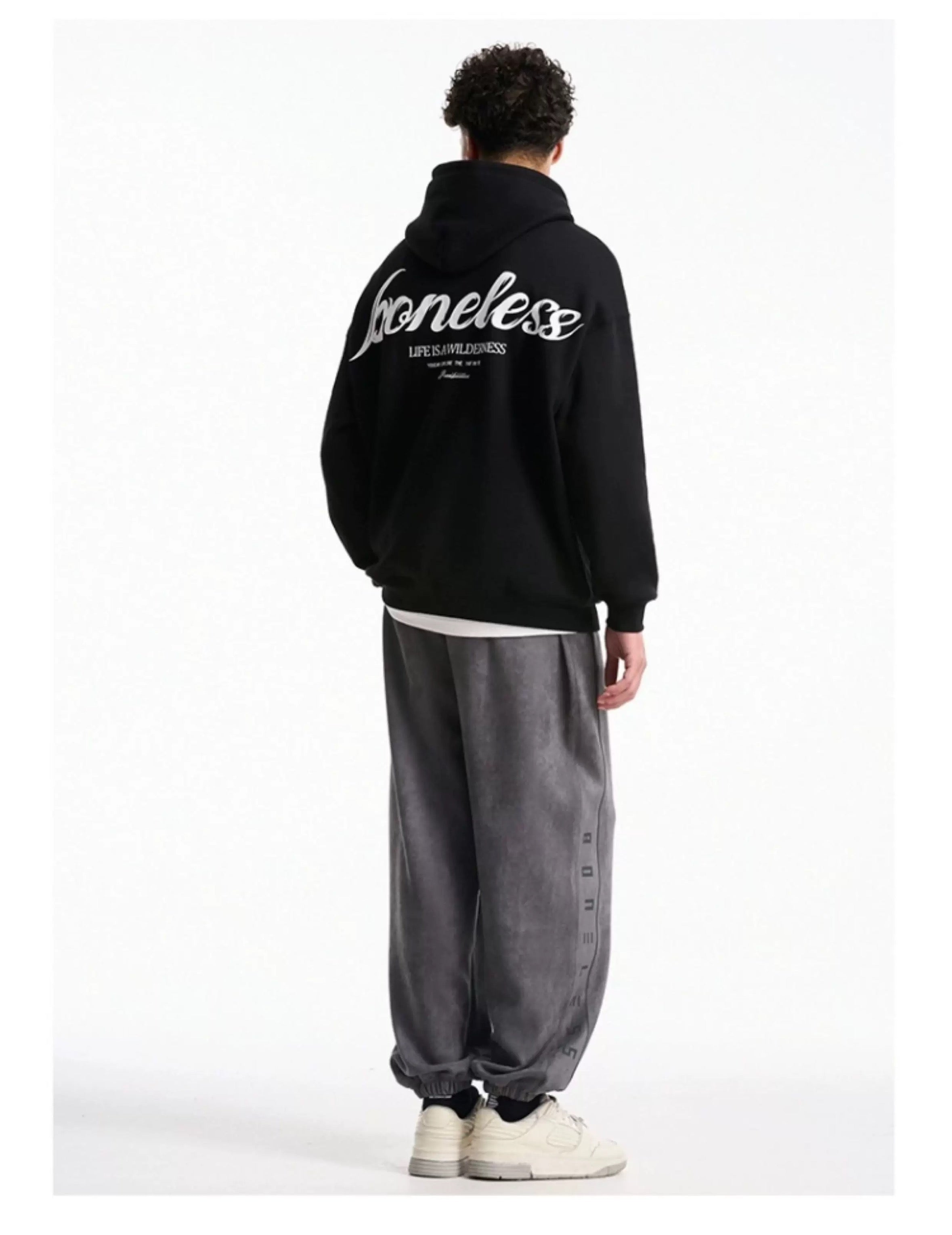 BONELESS LIFE IS A WILDERNESS HOODIE BLACK