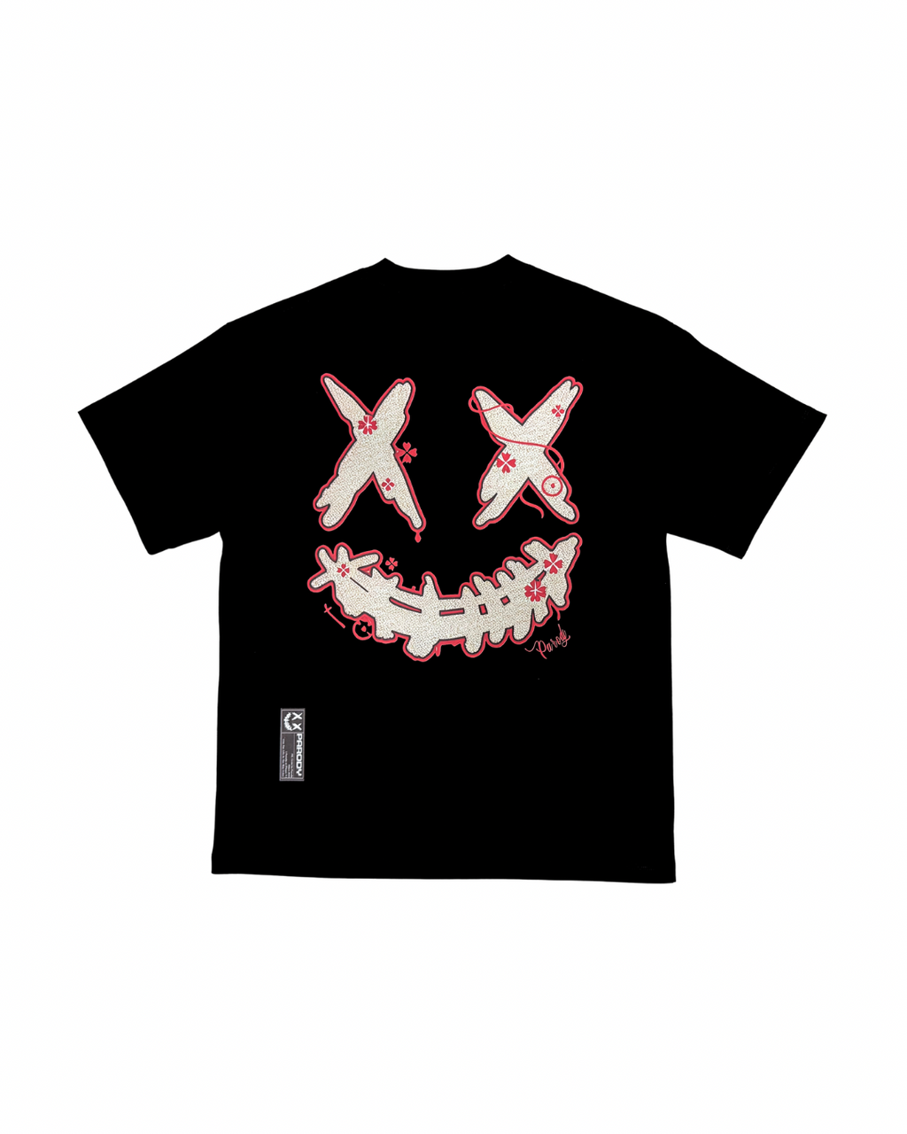 PARODY SMILEY FACE DESIGN 041 BLACK T SHIRT