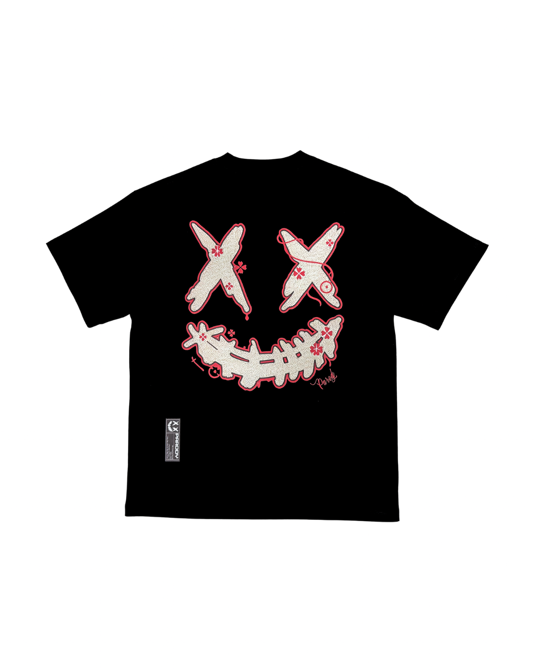 PARODY SMILEY FACE DESIGN 039 BLACK T SHIRT
