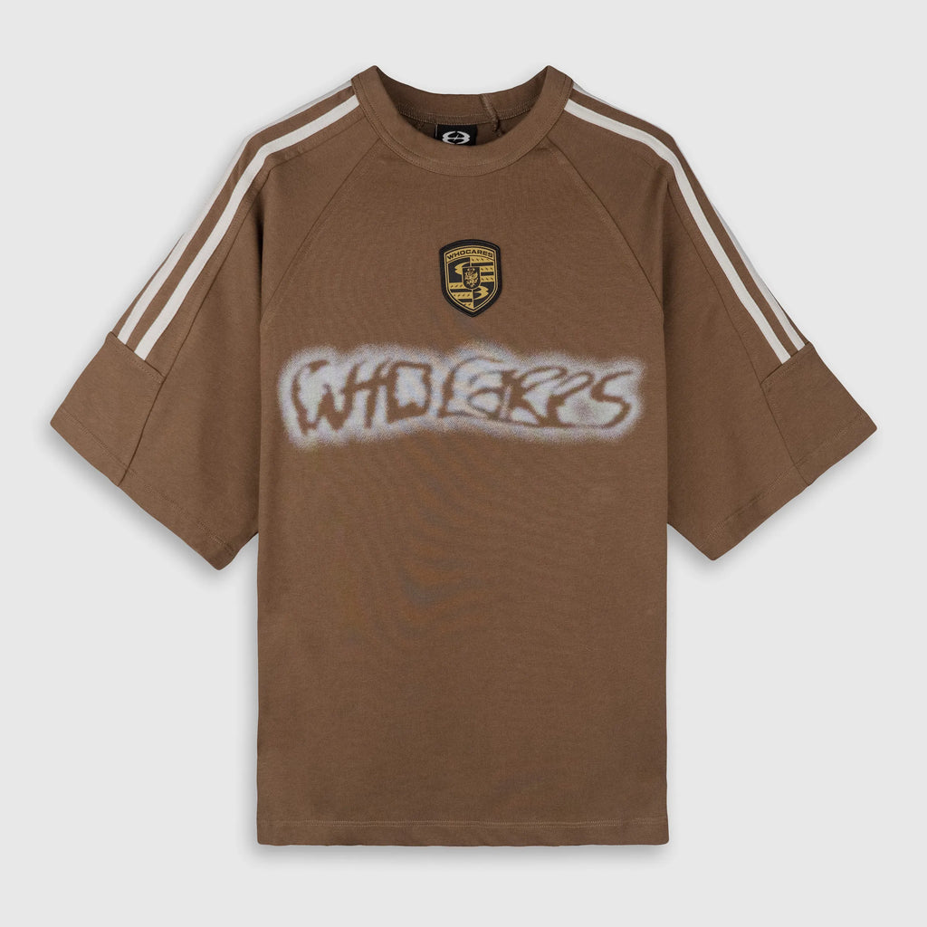 WHOCARES DISTORTED LOGO TEE CHOCLATE