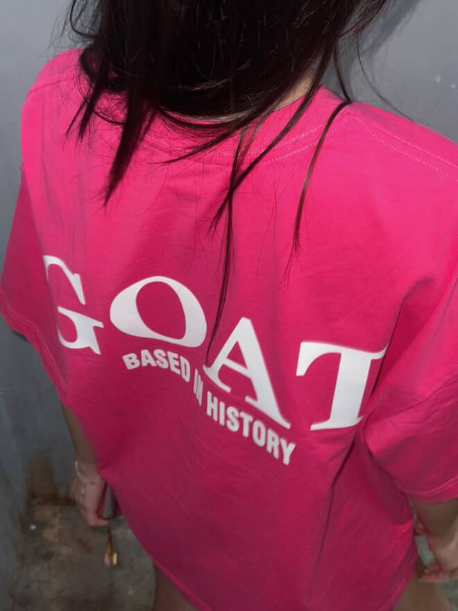 GOAT SILICON BASED IN HISTORY PINK T SHIRT