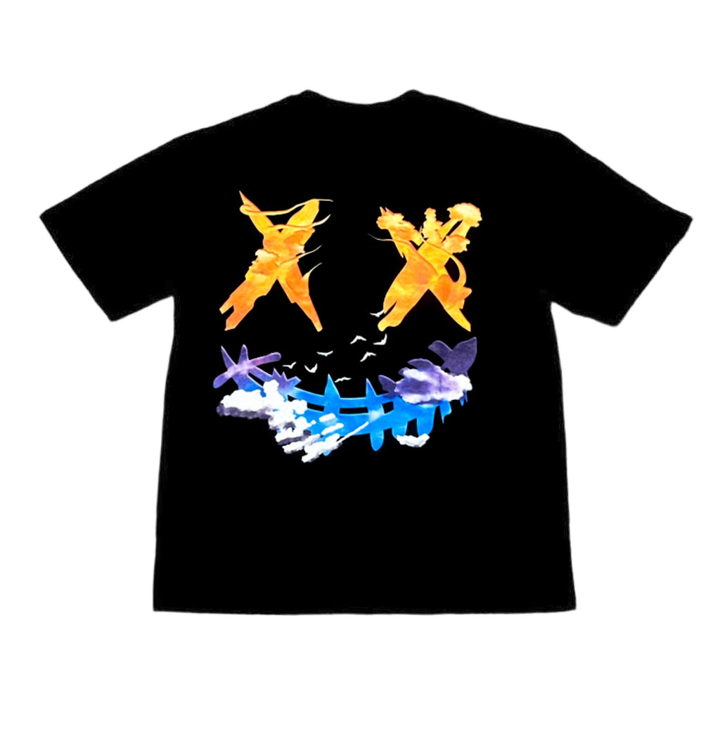 PARODY SMILEY FACE DESIGN 011 BLACK T SHIRT