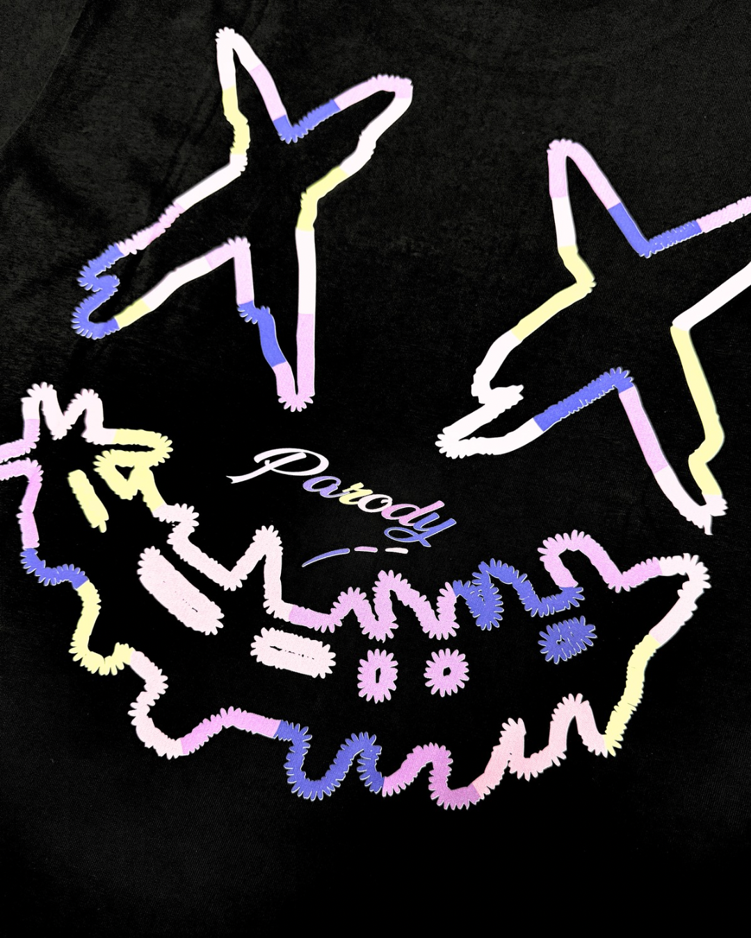 PARODY SMILEY FACE DESIGN 049 BLACK T SHIRT