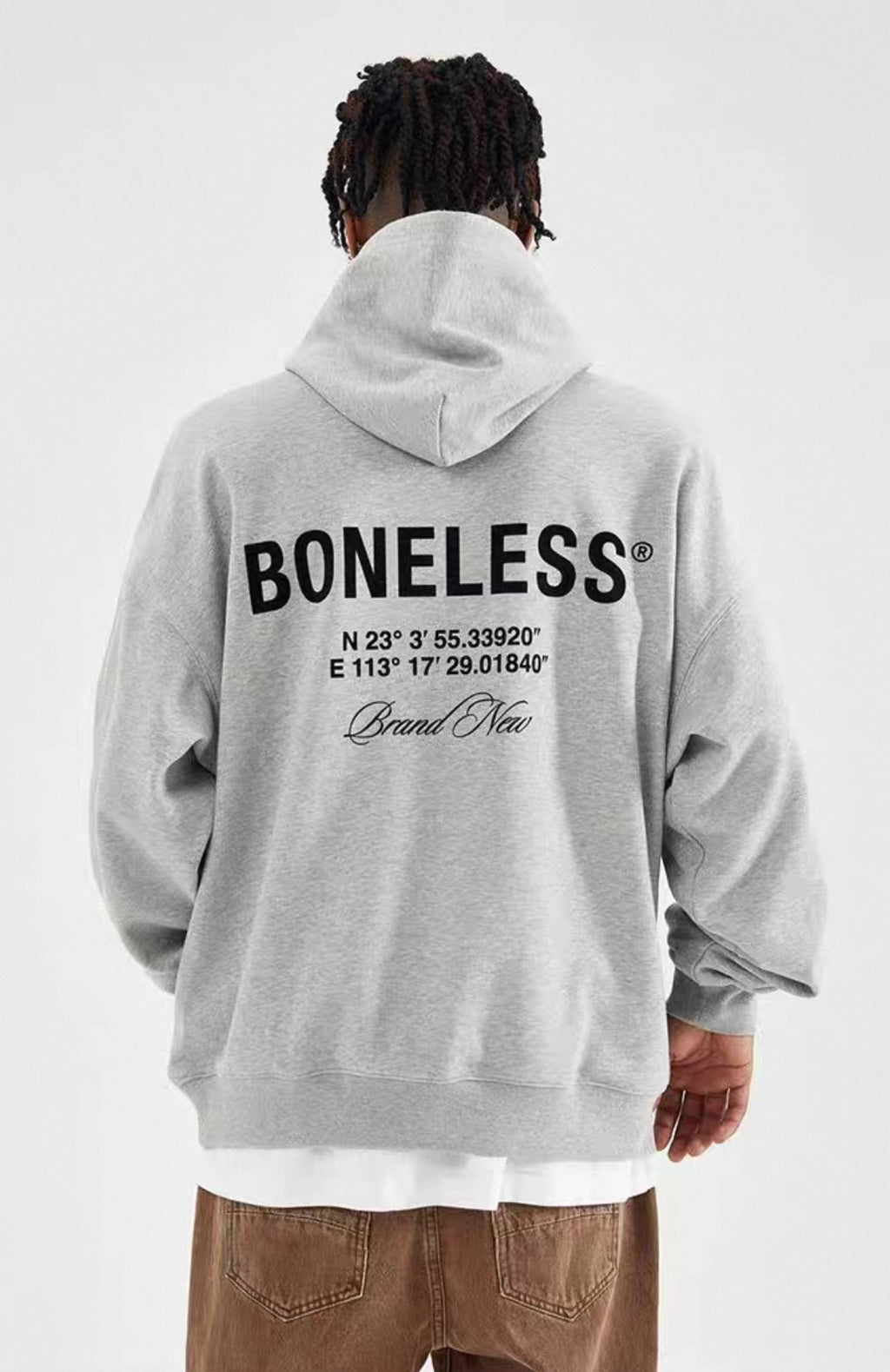 BONELESS GEOGRAPHIC HOODIE GREY
