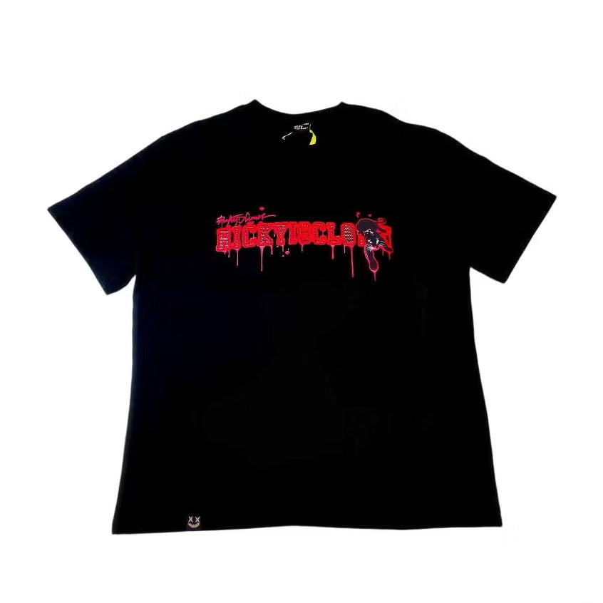 RICKYISCLOWN BLACK PAW RED LOGO T SHIRT