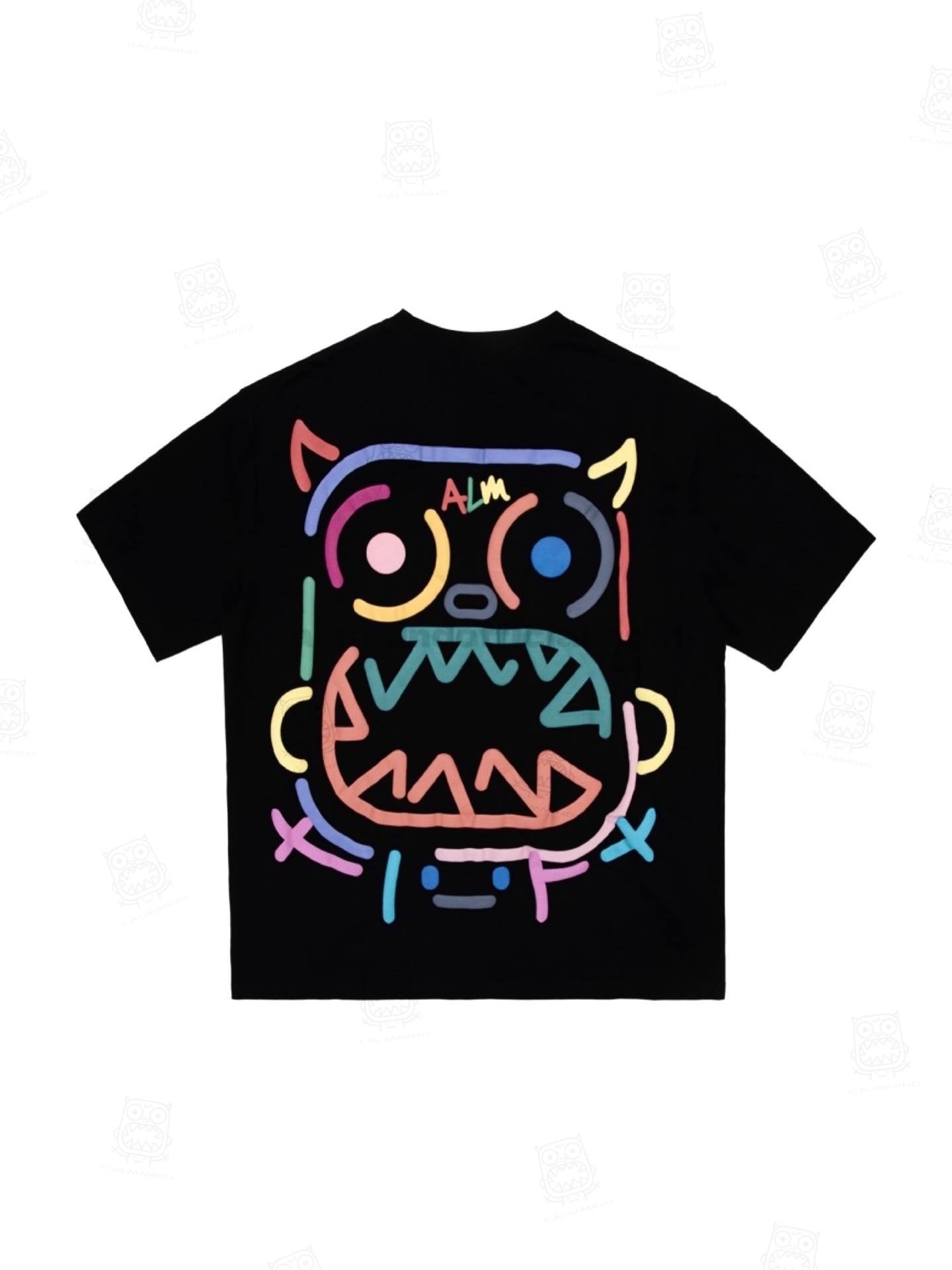 CALMMIND Multicolour Crayon Monster Tee Black