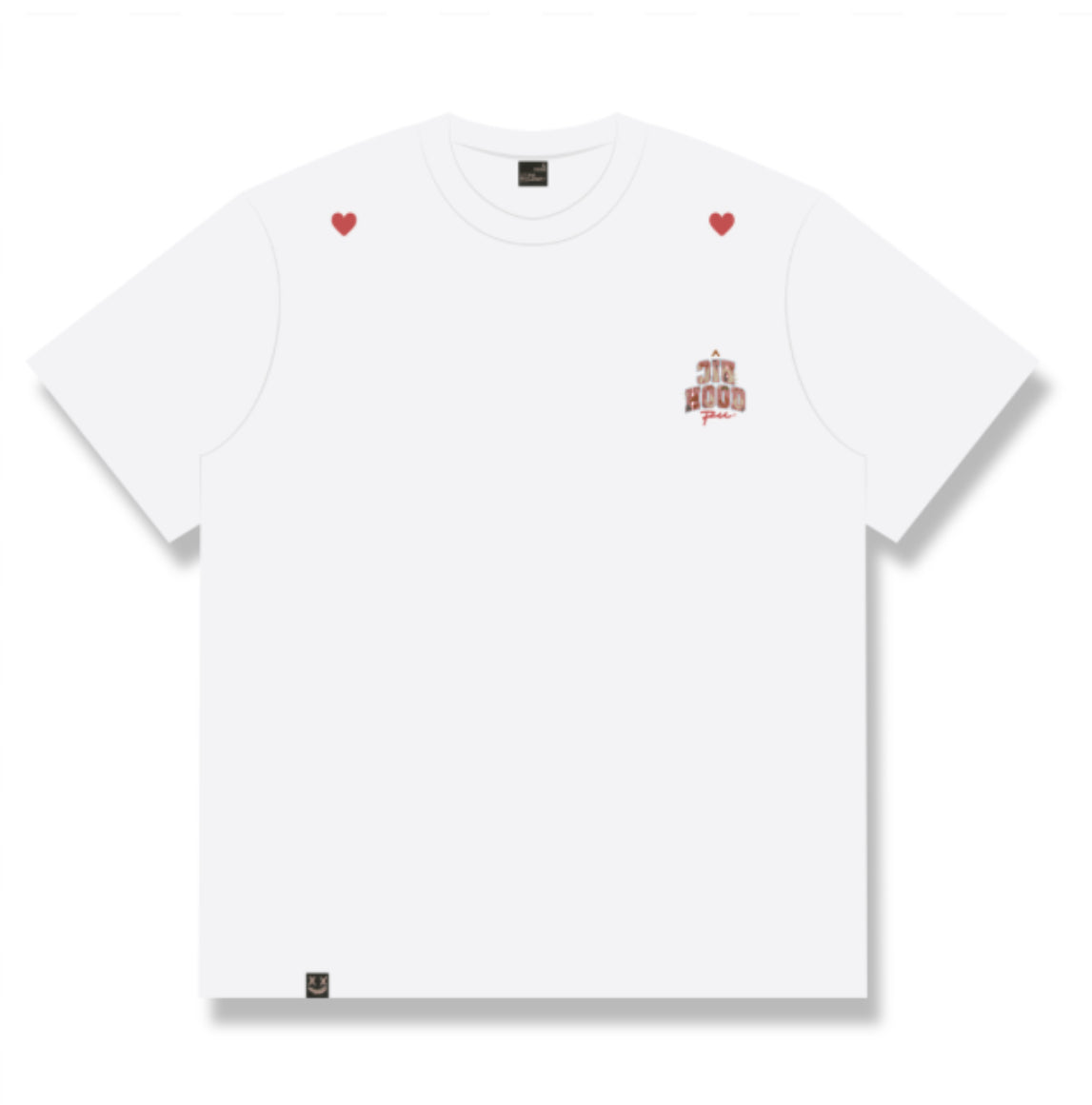 RICKYISCLOWN PINK EMBROIDERY RIC HOOD WHITE T SHIRT