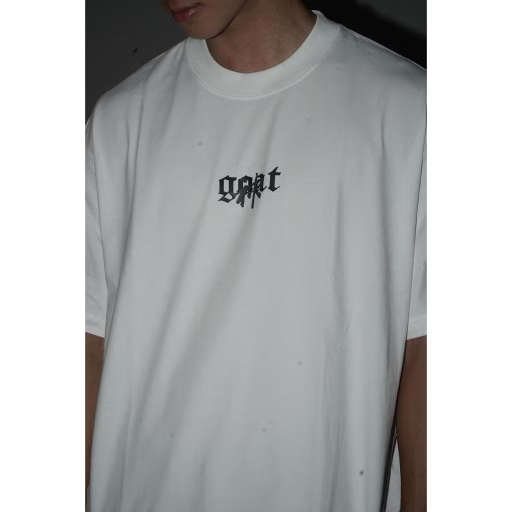 GOAT SHADOW SCRIPT WHITE T SHIRT