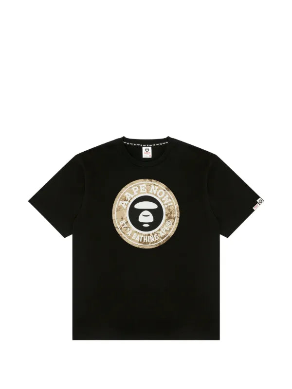 BAPE AAPE MOONFACE TEE BLACK BEIGE