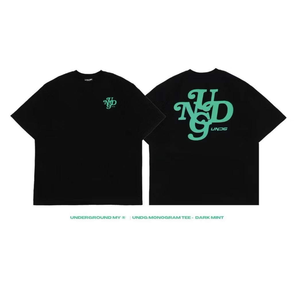 UNDG MONOGRAM BASIC TEE BLACK/GREEN LOGO