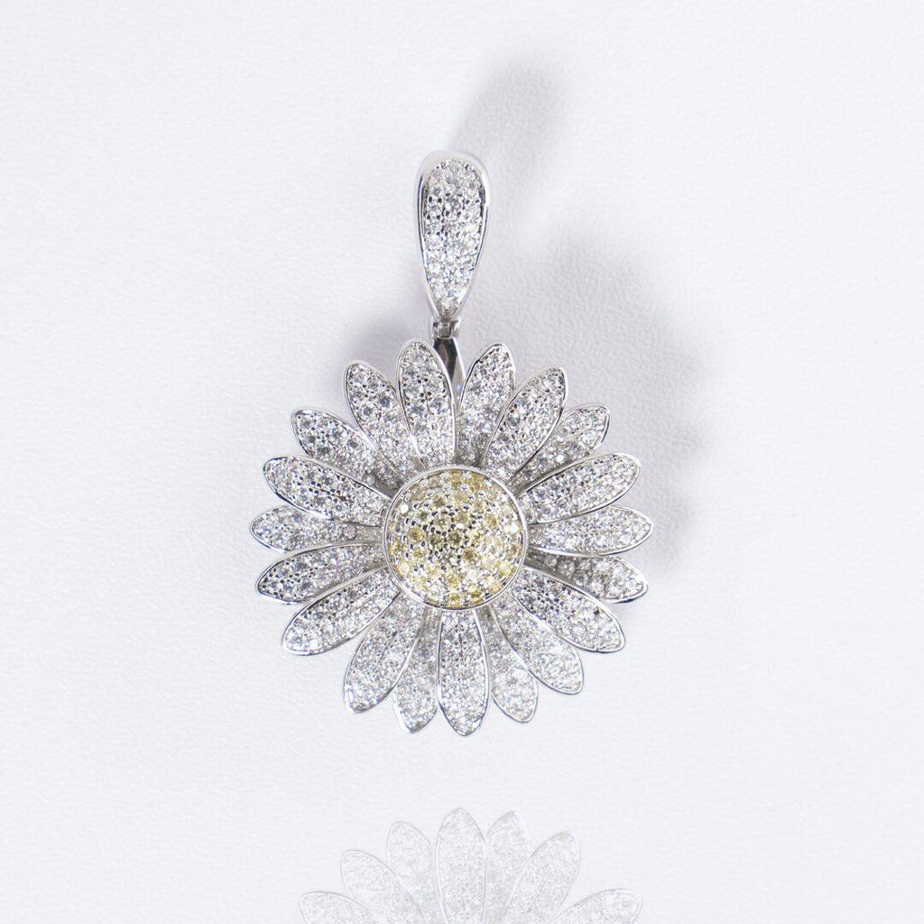 Iced-Out Sunflower Pendant