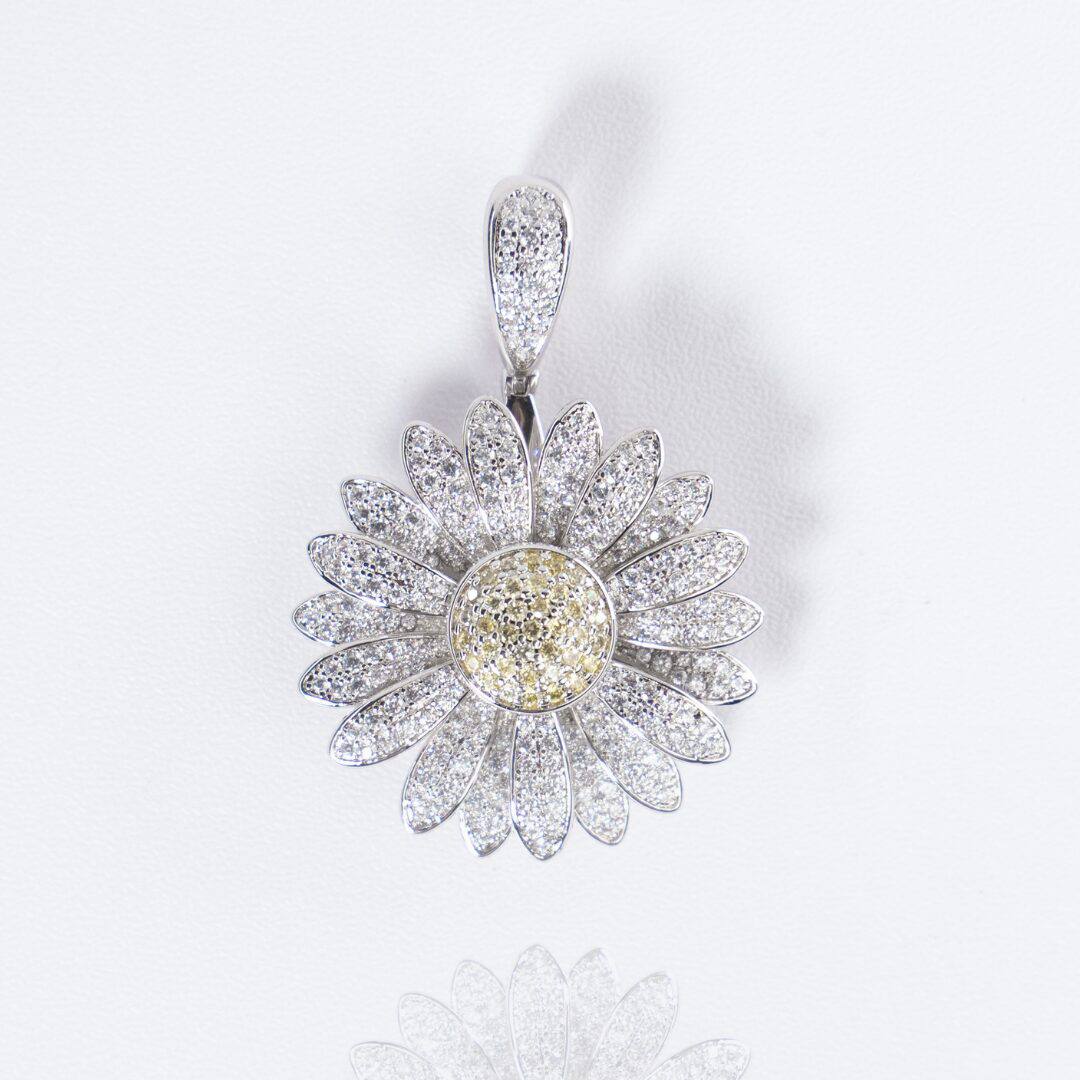 Iced-Out Sunflower Pendant