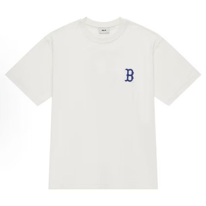 MLB BOSTON KHAKI MONOGRAM PRINTED LOGO WHITE TEE