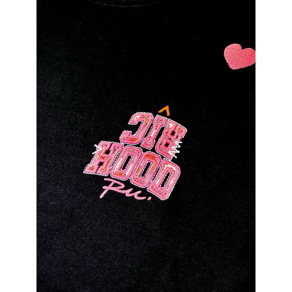 RICKYISCLOWN PINK EMBROIDERY RIC HOOD WHITE T SHIRT